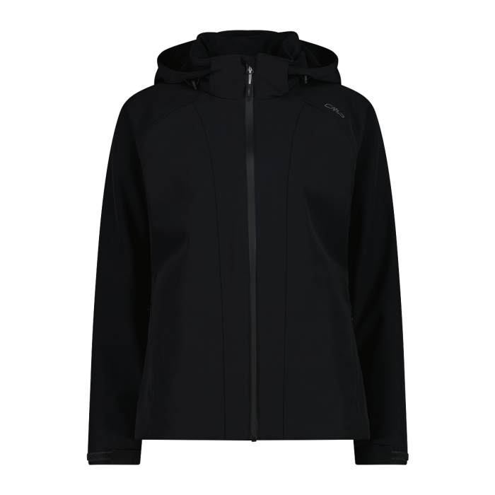 Giacca in softshell elasticizzata con cappuccio staccabile da donna